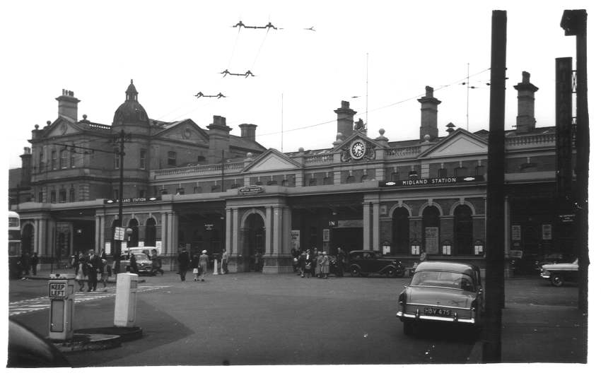 Exterion of Derby Midland Station 1957